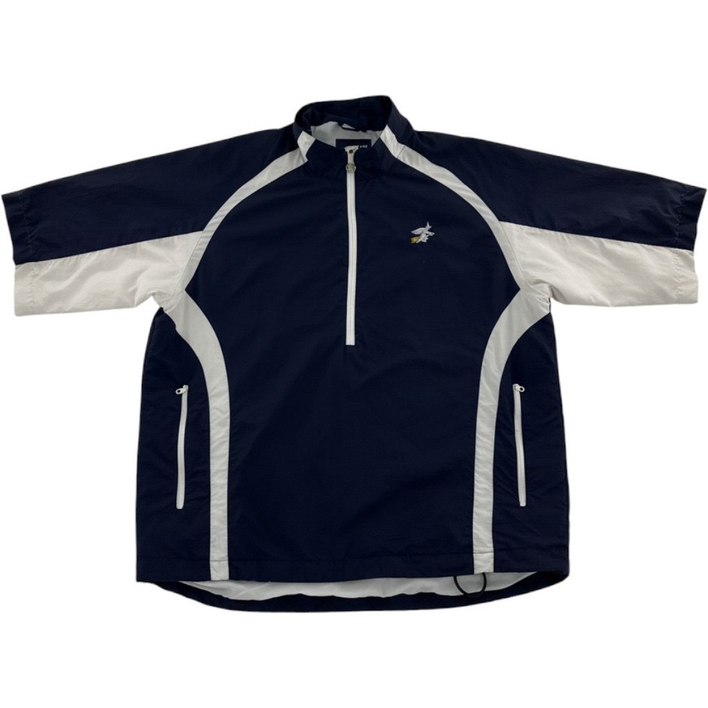 FootJoy Mens Navy White Short Sleeve 1/4 Zip Golf Windbreaker witch Jacket M